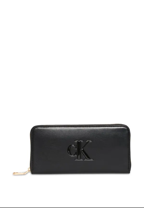 Calvin Klein Calvin Klein Denarnica 'Embossed Monogram Zip-around'  črna