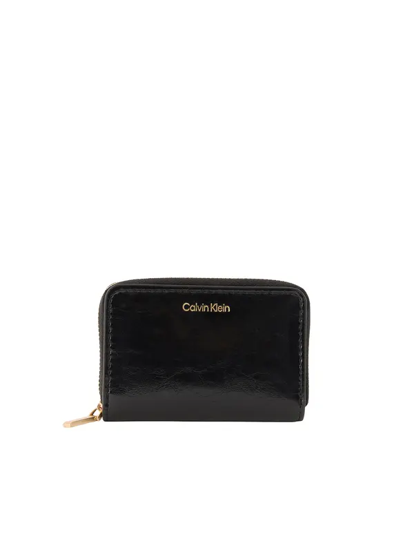 Calvin Klein Calvin Klein Denarnica 'Foil Logo Zip-around Glossy'  črna