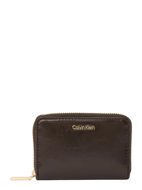 Calvin Klein Calvin Klein Denarnica 'Foil Logo Zip-around Glossy'  temno rjava