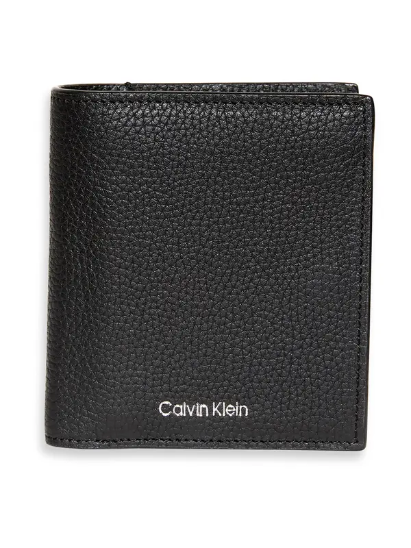 Calvin Klein Calvin Klein Denarnica 'Full-grain RFID Trifold'  črna / srebrna
