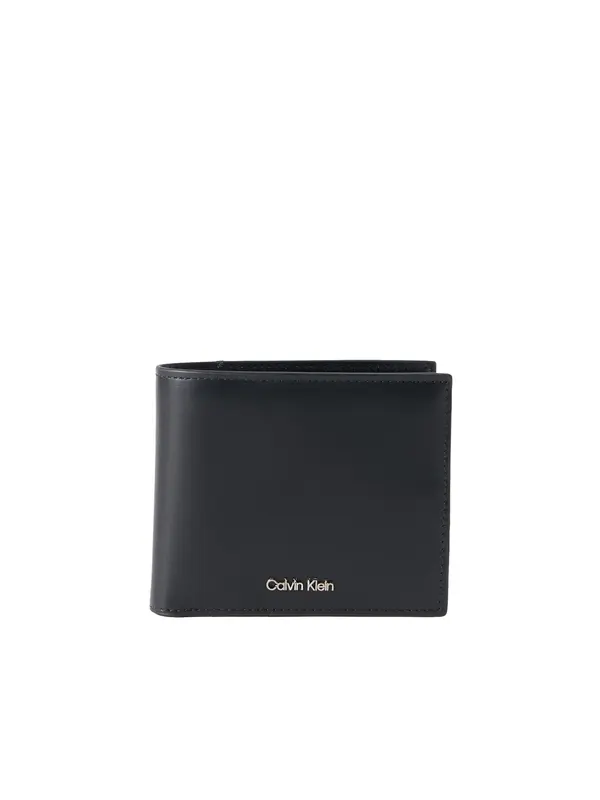 Calvin Klein Calvin Klein Denarnica 'Smooth Metal Logo Bifold'  črna