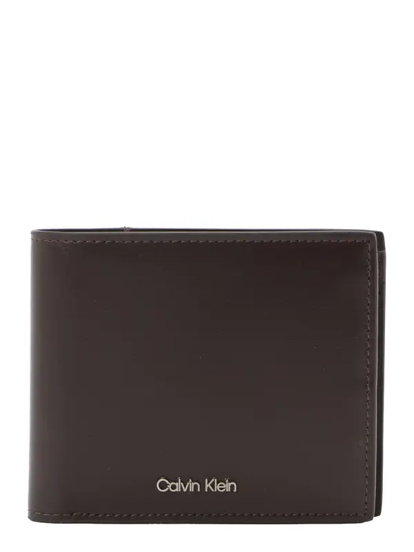 Calvin Klein Calvin Klein Denarnica 'Smooth Metal Logo Bifold'  temno rjava