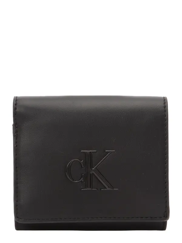 Calvin Klein Calvin Klein Denarnica 'Textured Logo Bifold Flap'  črna