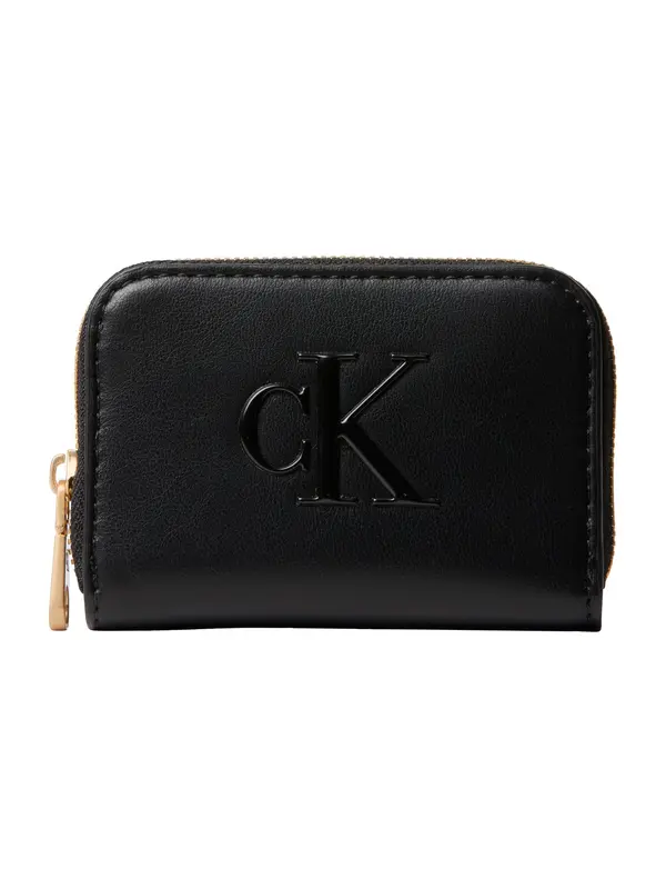 Calvin Klein Calvin Klein Denarnica 'Textured Logo Zip-around'  črna