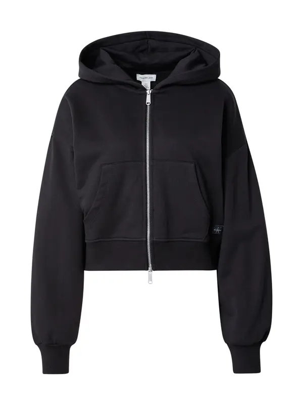 Calvin Klein Jeans Calvin Klein Jeans Jopa na zadrgo 'Woven Label Hoodie'  črna