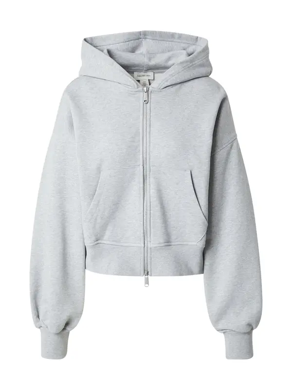 Calvin Klein Jeans Calvin Klein Jeans Jopa na zadrgo 'Woven Label Hoodie'  svetlo siva