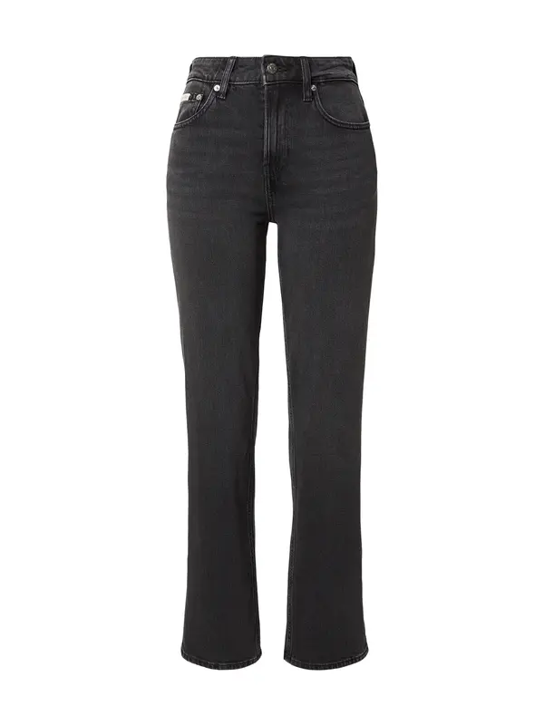 Calvin Klein Jeans Calvin Klein Jeans Kavbojke 'Whiskered High Rise Straight Black'  črn denim