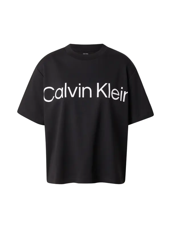 Calvin Klein Jeans Calvin Klein Jeans Majica 'Boxy Cropped Logo'  črna / bela