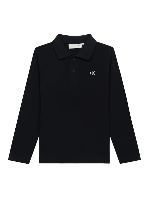 Calvin Klein Jeans Calvin Klein Jeans Majica 'Logo Embroidery Long Sleeve'  črna / bela
