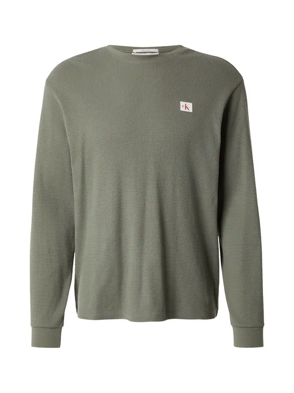 Calvin Klein Jeans Calvin Klein Jeans Majica 'Long Sleeve Waffle'  oliva