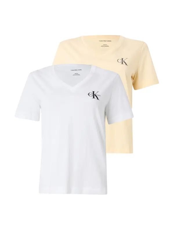 Calvin Klein Jeans Calvin Klein Jeans Majica 'Monologo T'  pastelno rumena / črna / bela