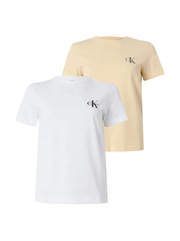 Calvin Klein Jeans Calvin Klein Jeans Majica 'Monologo T'  svetlo rumena / črna / bela