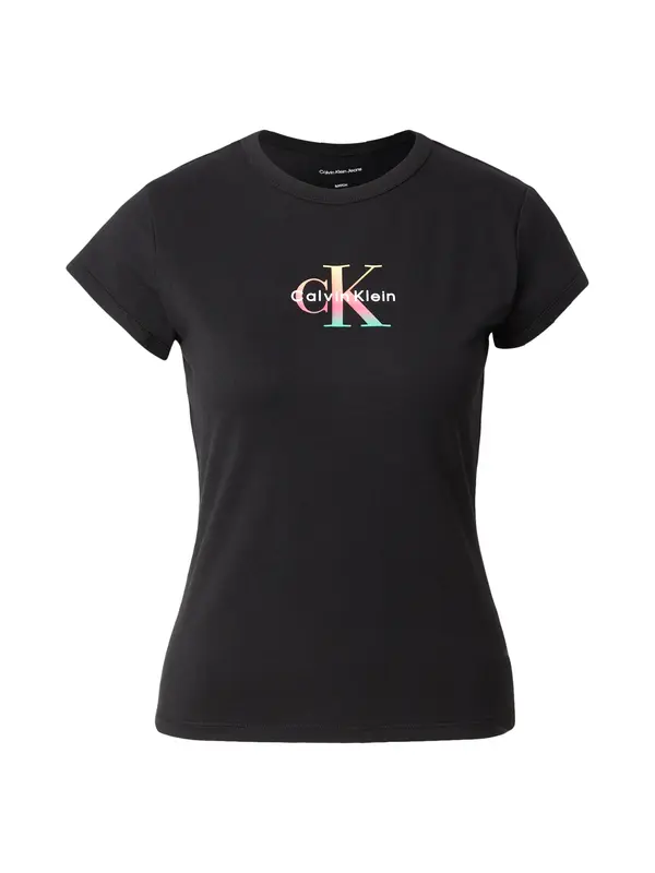 Calvin Klein Jeans Calvin Klein Jeans Majica 'Slim Monogram - Pride'  turkizna / roza / črna / bela