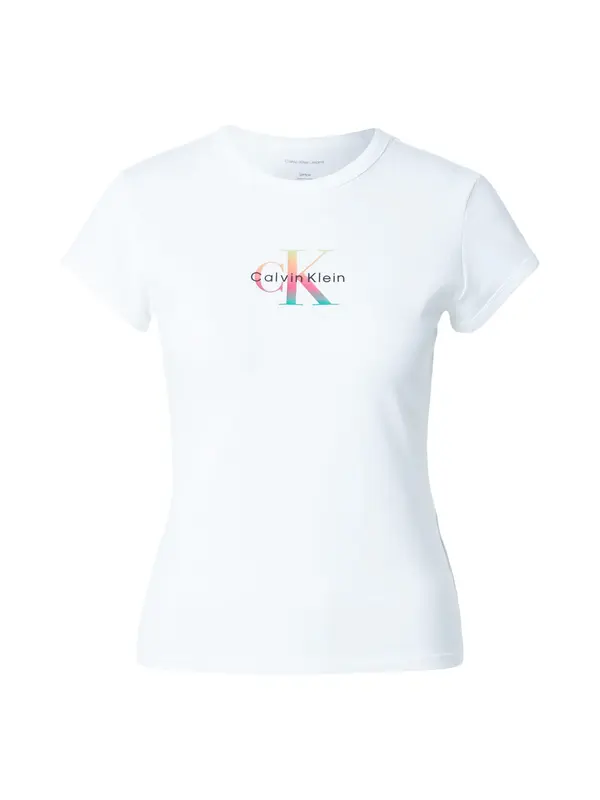 Calvin Klein Jeans Calvin Klein Jeans Majica 'Slim Monogram - Pride'  turkizna / roza / črna / bela