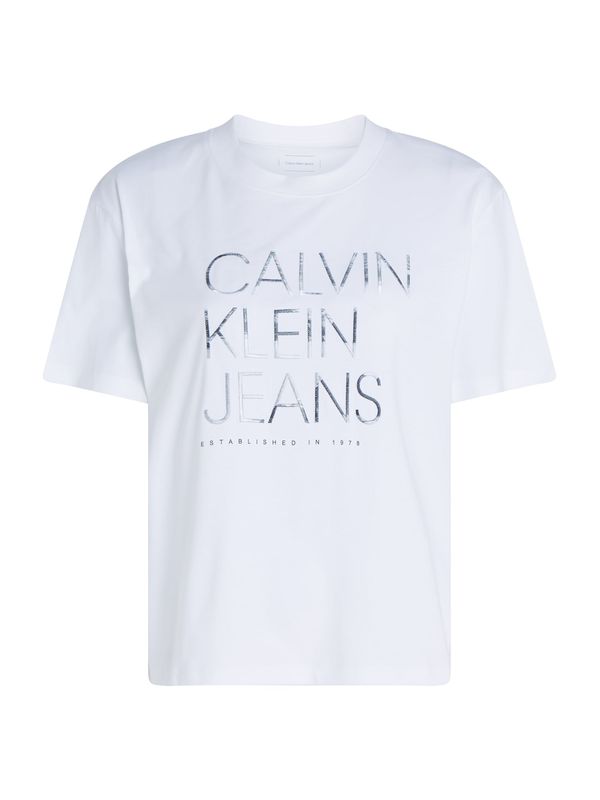 Calvin Klein Jeans Calvin Klein Jeans Majica  srebrna / bela