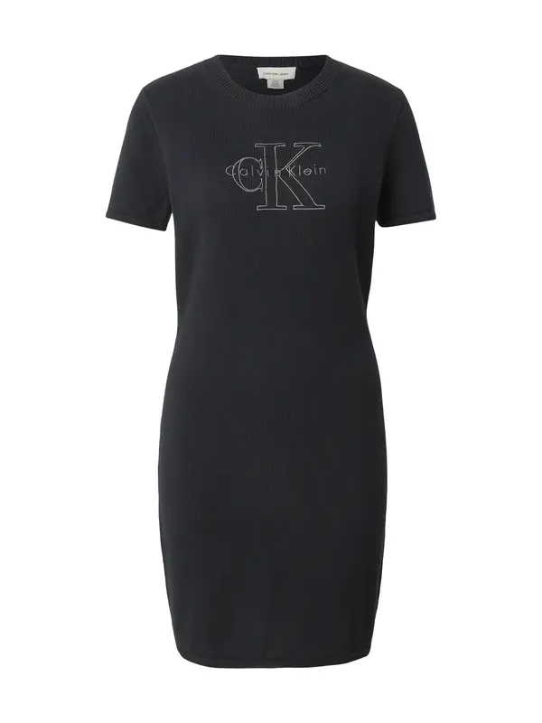 Calvin Klein Jeans Calvin Klein Jeans Pletena obleka  črna / srebrna