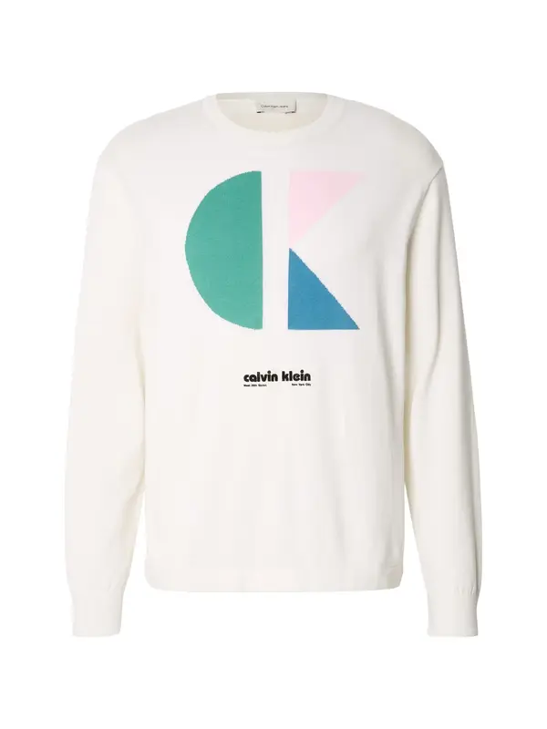 Calvin Klein Jeans Calvin Klein Jeans Pulover  ecru / kraljevo modra / žad / roza