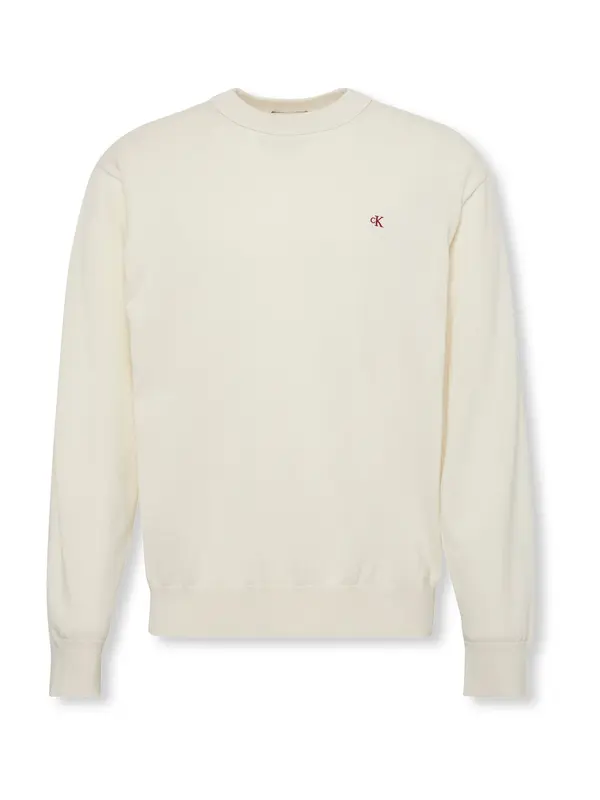 Calvin Klein Jeans Calvin Klein Jeans Pulover 'Monogram Embroidery Relaxed'  volneno bela