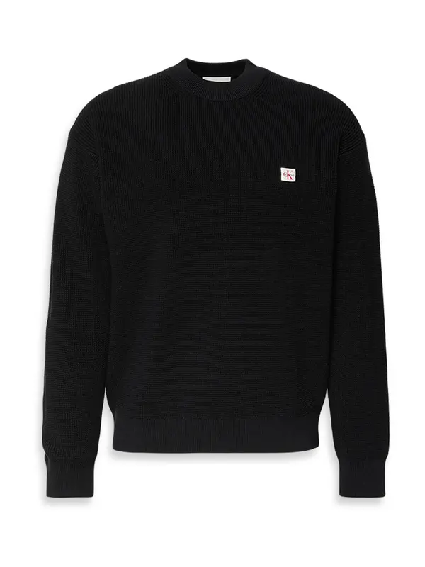 Calvin Klein Jeans Calvin Klein Jeans Pulover 'Monologo Waffle'  črna