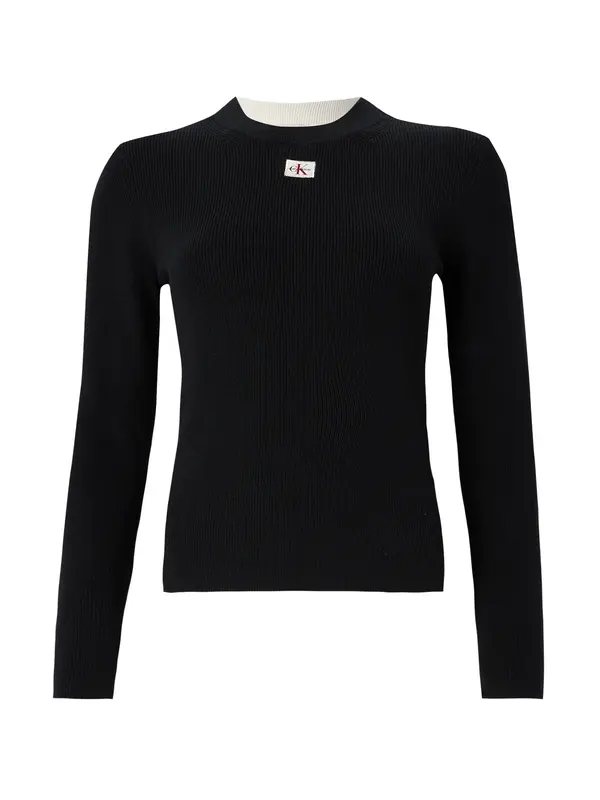 Calvin Klein Jeans Calvin Klein Jeans Pulover 'Textured Long Sleeve'  črna