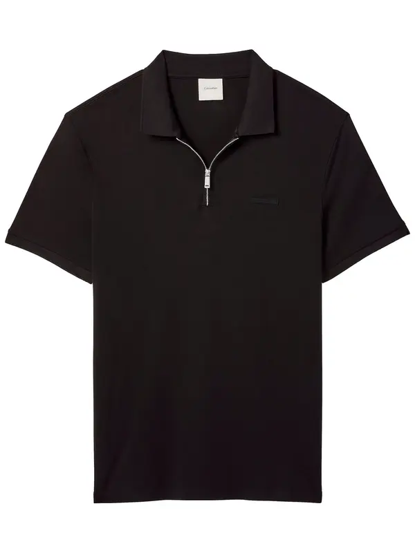 Calvin Klein Calvin Klein Majica 'Slim Fit Quarter-zip'  črna