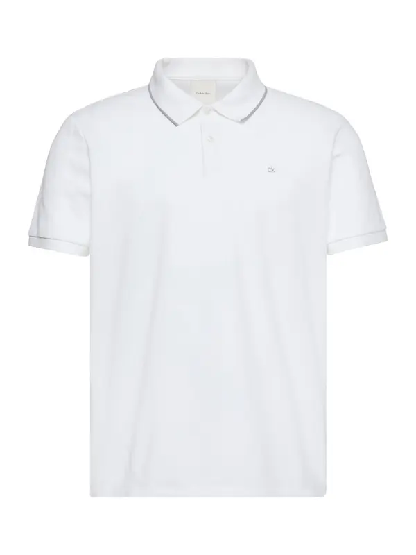 Calvin Klein Calvin Klein Majica 'Tipped Collar'  siva / bela