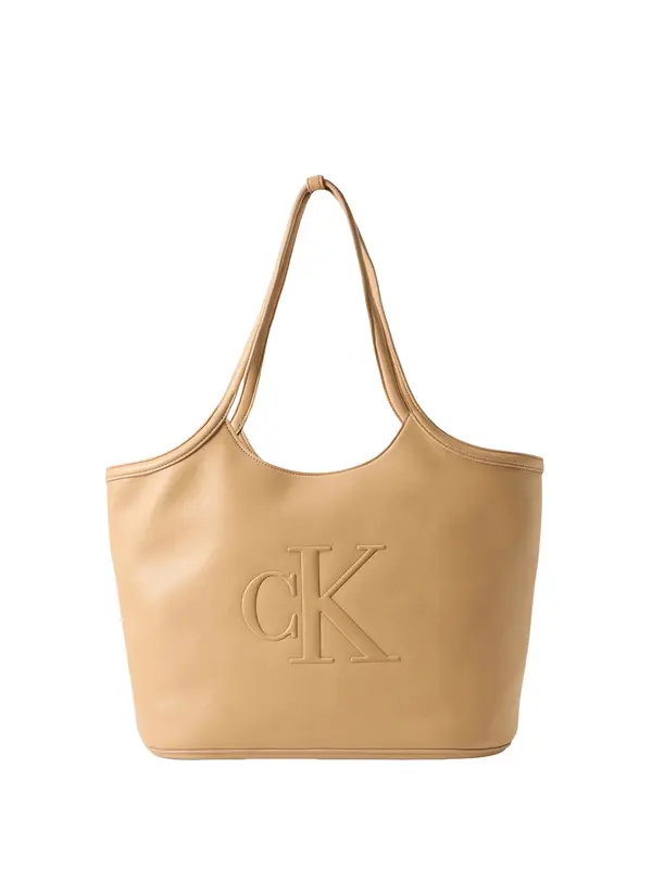 Calvin Klein Calvin Klein Nakupovalna torba 'Contrast Monogram Tote'  kapučino