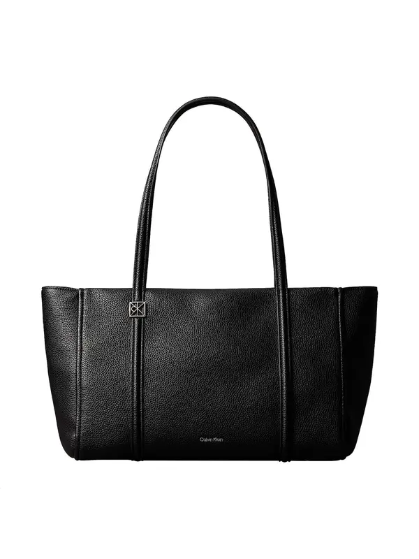 Calvin Klein Calvin Klein Nakupovalna torba 'Emblem Plaque Pebble Grain Tote'  črna