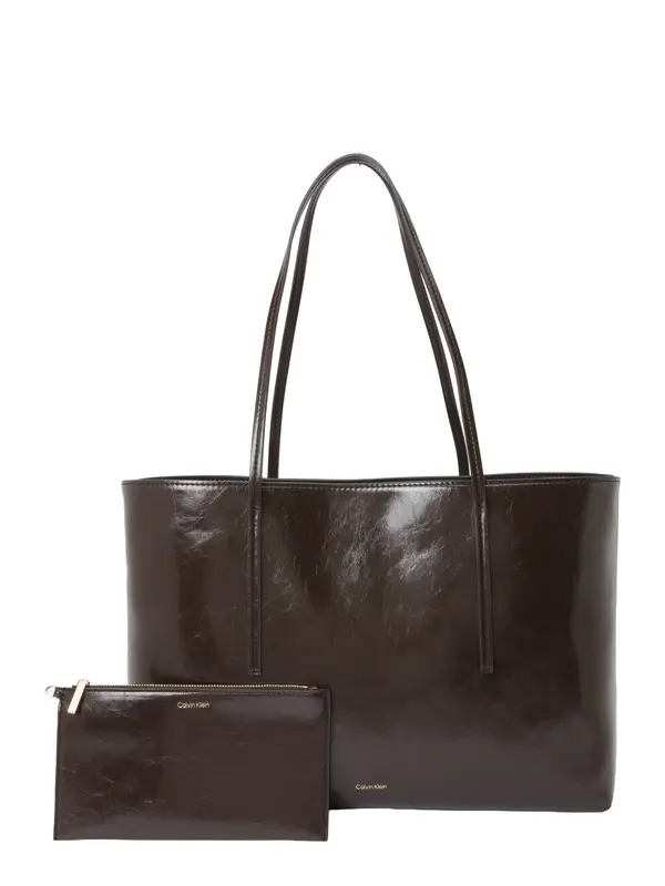 Calvin Klein Calvin Klein Nakupovalna torba 'Foil Logo Glossy Tote With'  čokolada