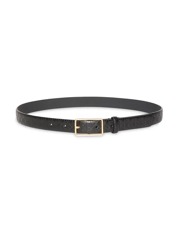 Calvin Klein Calvin Klein Pas 'Emblem Print Rectangular Buckle'  črna