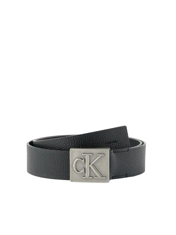 Calvin Klein Calvin Klein Pas 'Pebble Grain Monogram Plaque'  črna