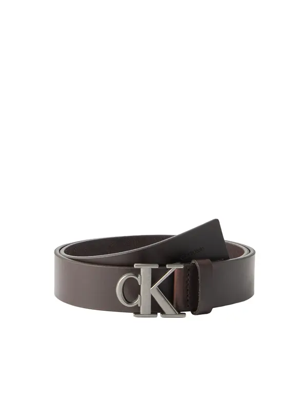 Calvin Klein Calvin Klein Pas 'Smooth Monogram Buckle'  temno rjava