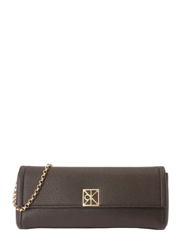 Calvin Klein Calvin Klein Pisemska torbica 'Emblem Pebble Grain Chain Strap Clutch'  temno rjava