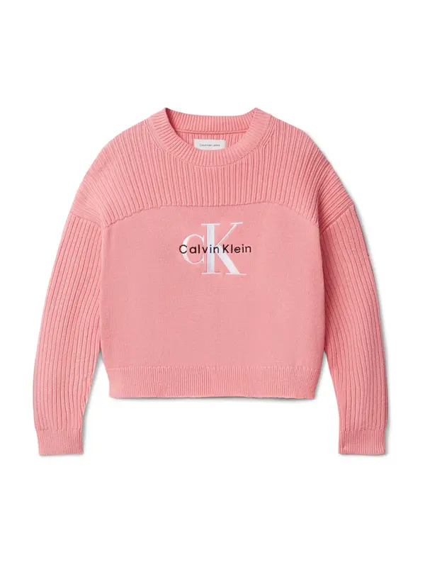 Calvin Klein Calvin Klein Pulover 'Monologo CN'  pitaja / črna / bela