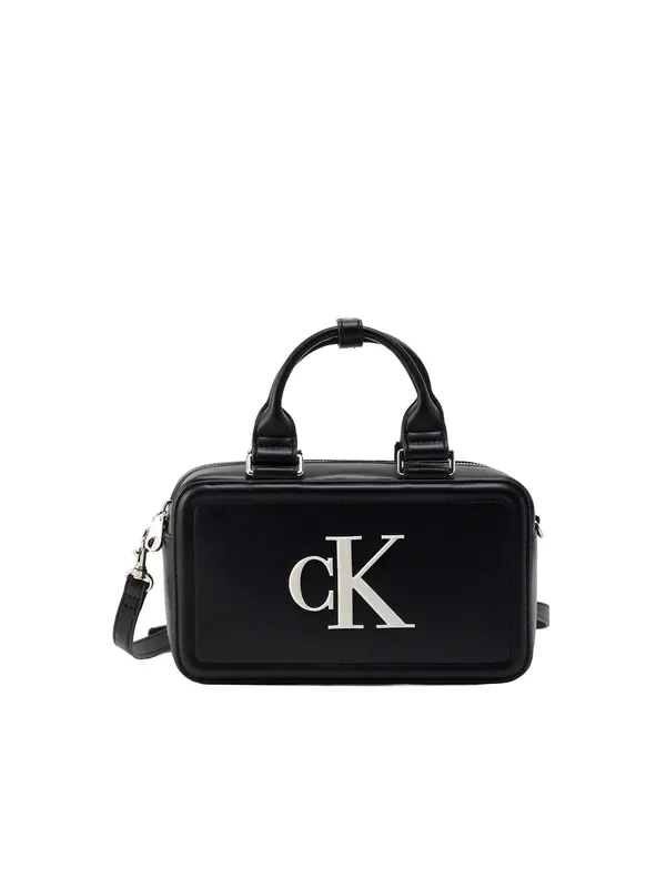 Calvin Klein Calvin Klein Ročna torbica 'BOLD ELONGATED'  črna / bela