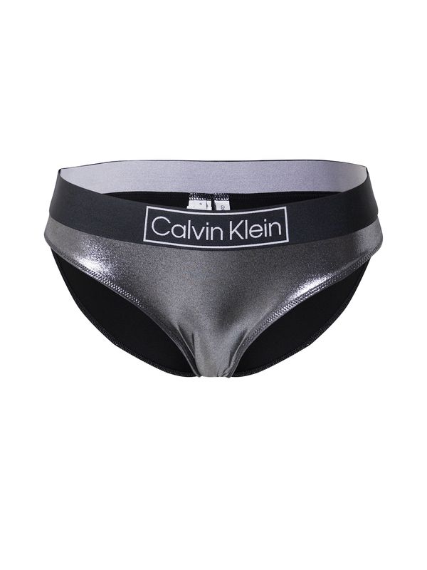 Calvin Klein Swimwear Calvin Klein Swimwear Bikini hlačke 'Core Festive'  srebrno-siva / črna / bela