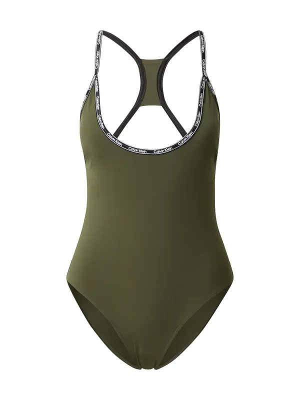 Calvin Klein Swimwear Calvin Klein Swimwear Enodelne kopalke  kaki / črna / bela