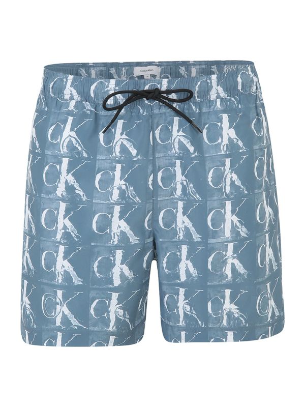 Calvin Klein Swimwear Calvin Klein Swimwear Kratke kopalne hlače  dimno modra / bela