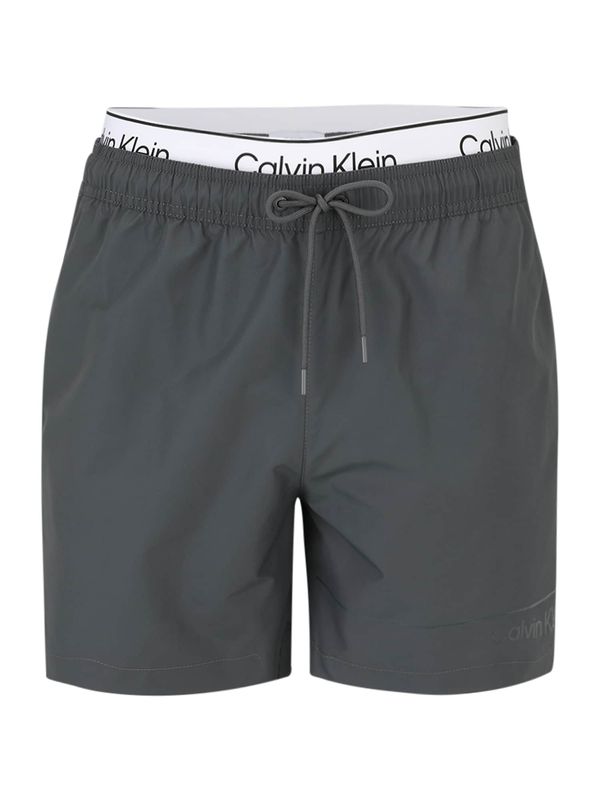 Calvin Klein Swimwear Calvin Klein Swimwear Kratke kopalne hlače 'META LEGACY'  grafit / bela