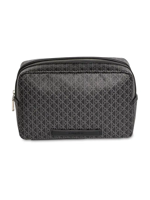 Calvin Klein Calvin Klein Toaletna torbica 'Coated Emblem Print'  siva / črna