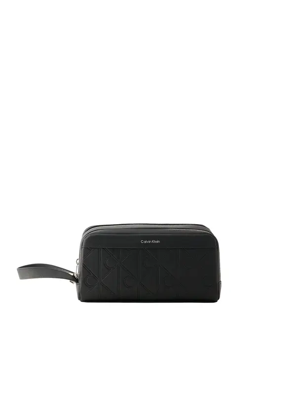 Calvin Klein Calvin Klein Toaletna torbica 'Embossed Emblem Logo Dopp Kit'  črna