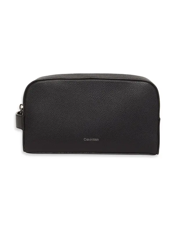 Calvin Klein Calvin Klein Toaletna torbica 'Pebble Grain Metallic Logo'  črna