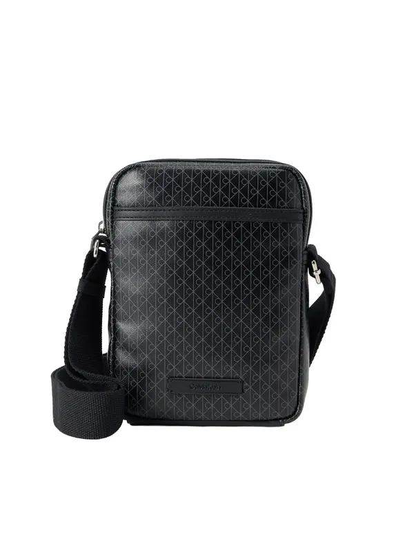 Calvin Klein Calvin Klein Torba za čez ramo 'Coated Emblem Print'  bazaltno siva / črna