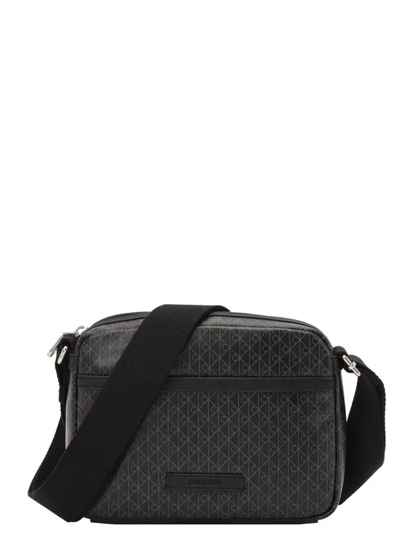 Calvin Klein Calvin Klein Torba za čez ramo 'Coated Emblem Print Camera'  siva / črna