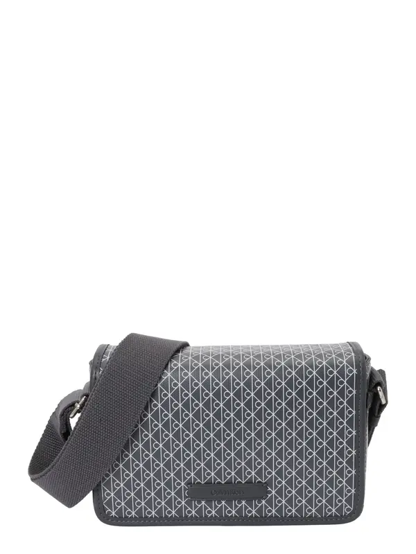 Calvin Klein Calvin Klein Torba za čez ramo 'Coated Emblem Print Messenger'  temno siva / bela