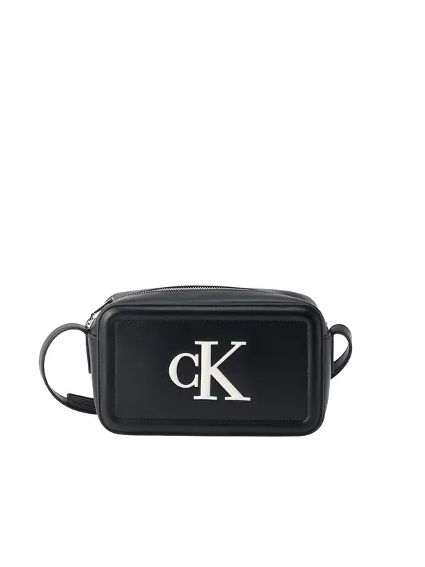 Calvin Klein Calvin Klein Torba za čez ramo 'Contrast Monogram Camera'  črna / bela