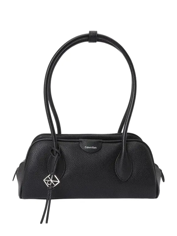 Calvin Klein Calvin Klein Torba za čez ramo 'Emblem Pebble Grain Extended Side Shoulder'  črna
