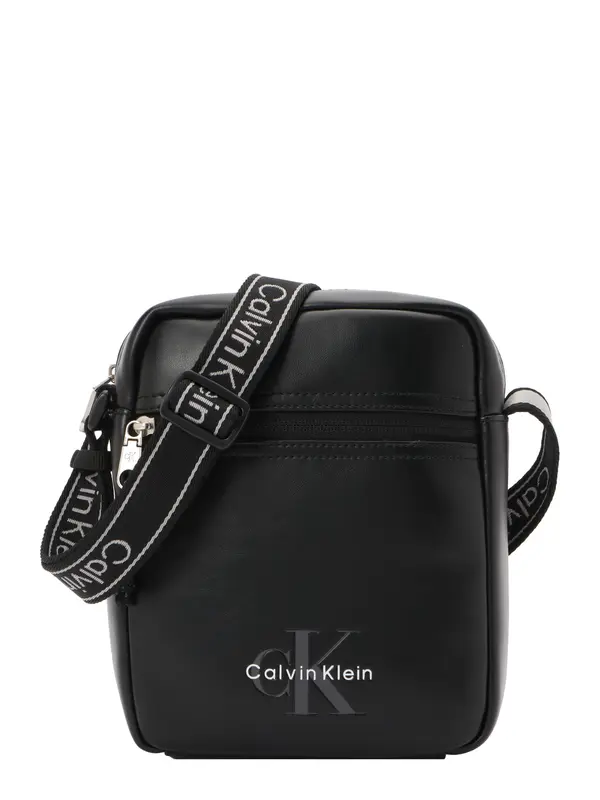 Calvin Klein Calvin Klein Torba za čez ramo 'Monologo Webbing Strap'  siva / črna / bela