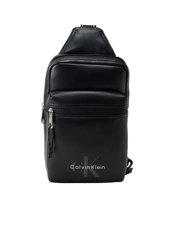 Calvin Klein Calvin Klein Torba za čez ramo 'Monologo Webbing Strap Sling'  temno siva / črna / bela