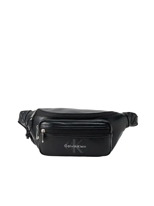 Calvin Klein Calvin Klein Torbica za okrog pasu 'Monologo Webbing Strap'  črna / bela